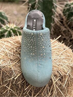 Simon Miller Light Blue Crystal-Embellished Platform Mules